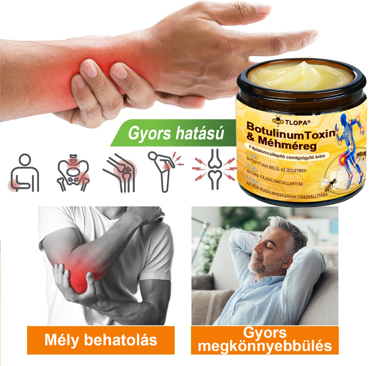 🌟TLOPA® Botulinum Toxin és Méhméreg Fájdalomcsillapító Csontgyógyító Krém🐝 🔥(Kifejezetten időseknek & ortopéd szakorvosok ajánlásával)🦴